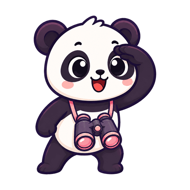 Pandy con prismáticos de safari